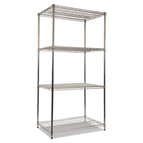 Image of Alera® NSF Certified Industrial Four-Shelf Wire Shelving Kit, 36w x 24d x 72h, Silver