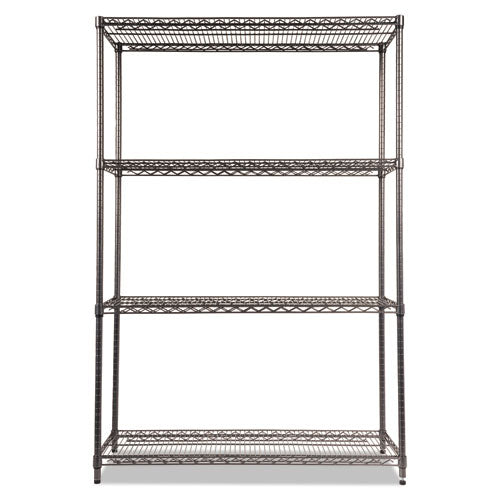 Image of Alera® Wire Shelving Starter Kit, Four-Shelf, 48w X 18d X 72h, Black Anthracite