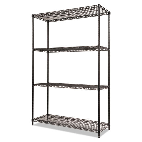 Image of Alera® NSF Certified Industrial Four-Shelf Wire Shelving Kit, 48w x 18d x 72h, Black