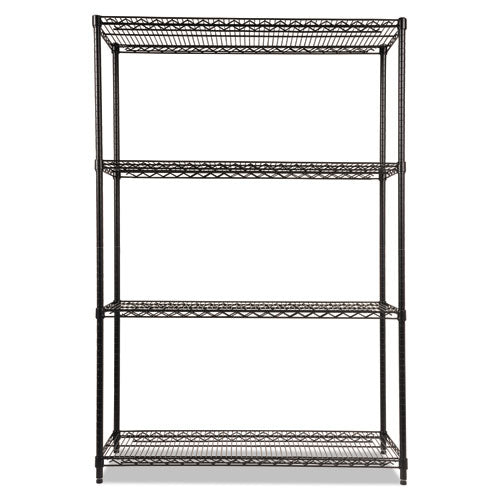 Image of Alera® NSF Certified Industrial Four-Shelf Wire Shelving Kit, 48w x 18d x 72h, Black