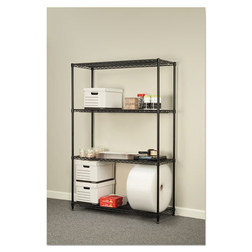 Image of Alera® NSF Certified Industrial Four-Shelf Wire Shelving Kit, 48w x 18d x 72h, Black