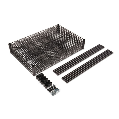 Image of Alera® NSF Certified Industrial Four-Shelf Wire Shelving Kit, 48w x 24d x 72h, Black