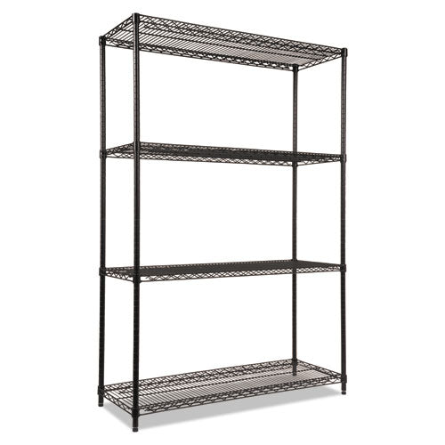 Image of Alera® NSF Certified Industrial Four-Shelf Wire Shelving Kit, 48w x 18d x 72h, Black