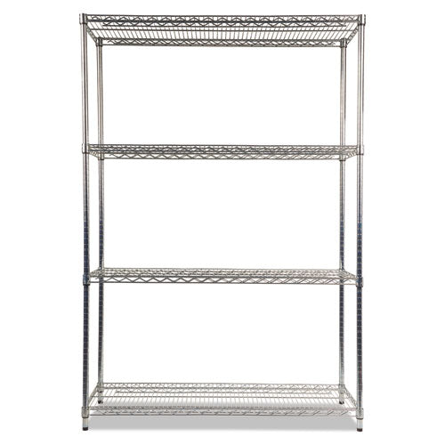 Image of Alera® NSF Certified Industrial Four-Shelf Wire Shelving Kit, 48w x 18d x 72h, Silver