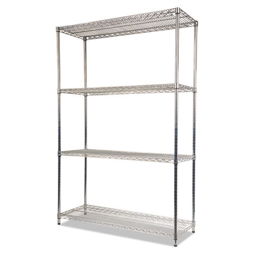 Image of Alera® NSF Certified Industrial Four-Shelf Wire Shelving Kit, 48w x 18d x 72h, Silver