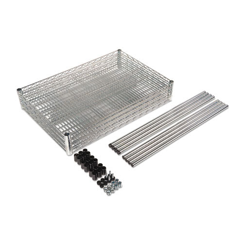Image of Alera® NSF Certified Industrial Four-Shelf Wire Shelving Kit, 48w x 24d x 72h, Silver