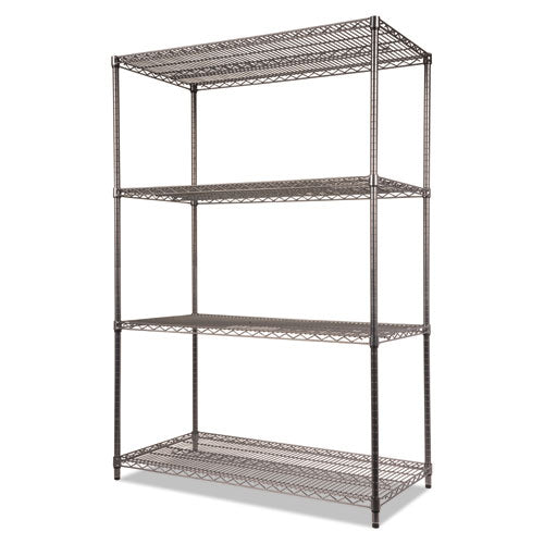 Image of Alera® Wire Shelving Starter Kit, Four-Shelf, 48w X 24d X 72h, Black Anthracite