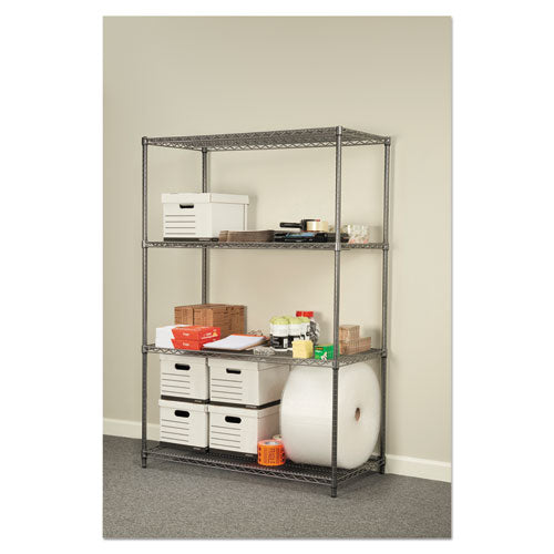 Image of Alera® Wire Shelving Starter Kit, Four-Shelf, 48w X 24d X 72h, Black Anthracite