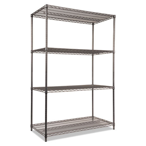 Image of Alera® Wire Shelving Starter Kit, Four-Shelf, 48w X 24d X 72h, Black Anthracite