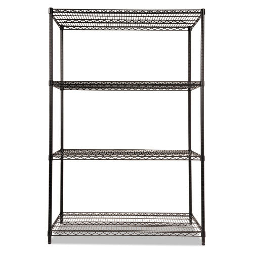 Image of Alera® NSF Certified Industrial Four-Shelf Wire Shelving Kit, 48w x 24d x 72h, Black