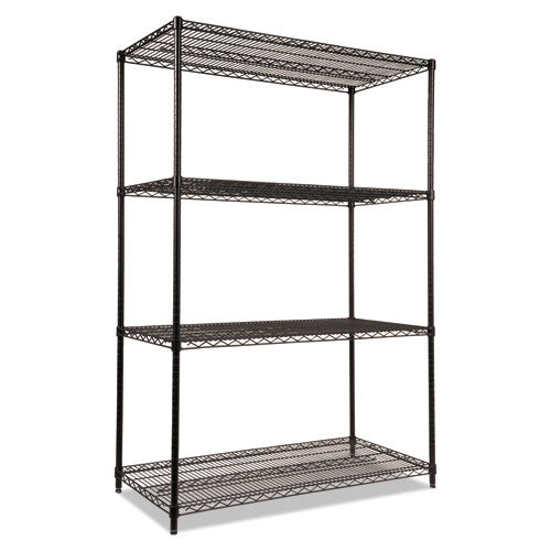 Image of Alera® NSF Certified Industrial Four-Shelf Wire Shelving Kit, 48w x 24d x 72h, Black
