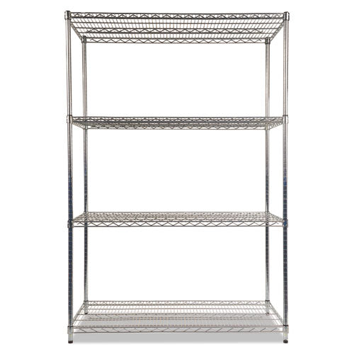 Image of Alera® NSF Certified Industrial Four-Shelf Wire Shelving Kit, 48w x 24d x 72h, Silver
