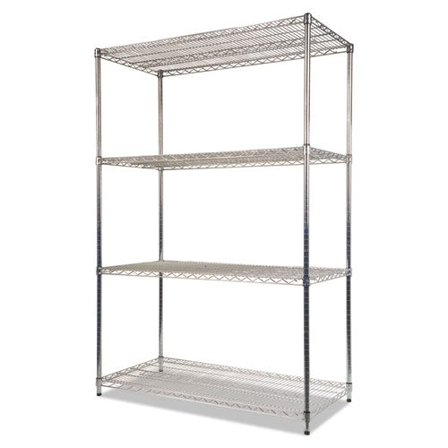 Image of Alera® NSF Certified Industrial Four-Shelf Wire Shelving Kit, 48w x 24d x 72h, Silver
