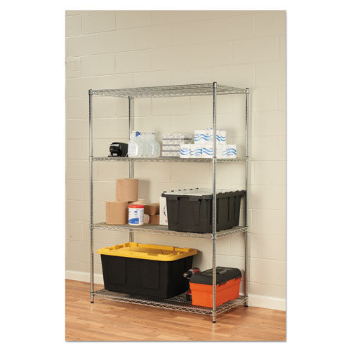 Image of Alera® NSF Certified Industrial Four-Shelf Wire Shelving Kit, 48w x 24d x 72h, Silver