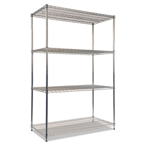 Image of Alera® NSF Certified Industrial Four-Shelf Wire Shelving Kit, 48w x 24d x 72h, Silver