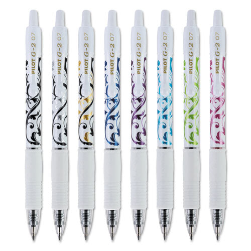 Image of Pilot® G2 Fashion Premium Gel Pen, Retractable, Fine 0.7 mm, Assorted Ink and Barrel Colors, 5/Pack