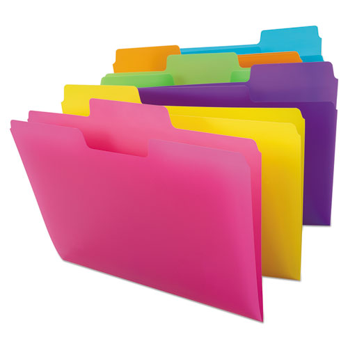 Image of Smead SuperTab Top Tab File Folders, 1/3-Cut Tabs: Assorted, Letter Size, 0.75" Expansion, Polypropylene, 18/Pack