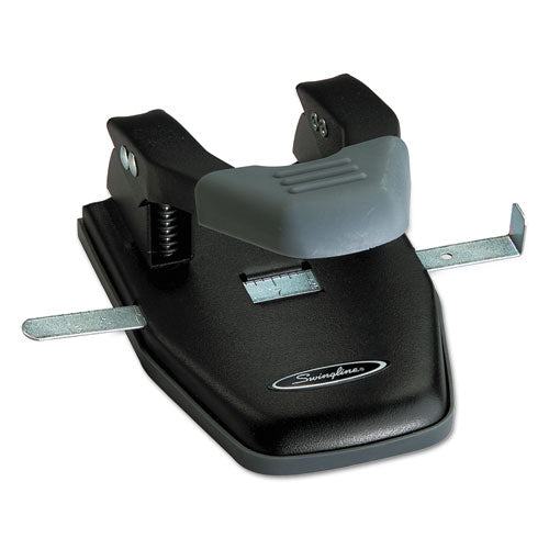 Image of Swingline® 28-Sheet Comfort Handle Steel Two-Hole Punch, 1/4" Holes, Black/gray