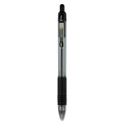 Image of Zebra® Z-Grip Ballpoint Pen, Retractable, Medium 1 mm, Black Ink, Clear/Black Barrel, 48/Pack