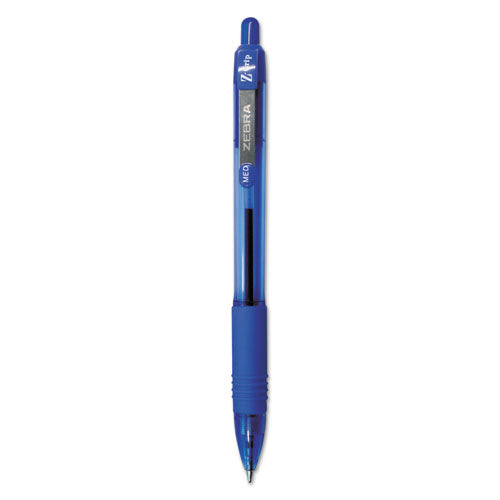 Image of Zebra® Z-Grip Ballpoint Pen, Retractable, Medium 1 mm, Blue Ink, Translucent Blue/Blue Barrel, 12/Pack
