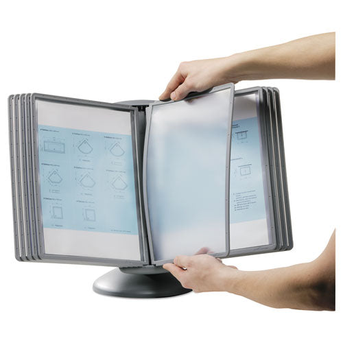 Image of Durable® Sherpa Motion Desk Reference System, 10 Panels, Gray Borders