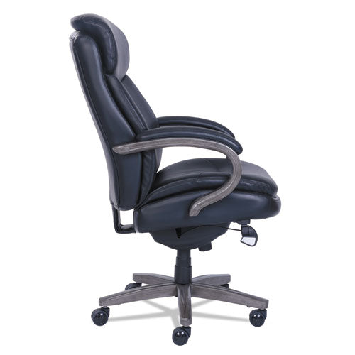 Image of La-Z-Boy® Woodbury High-Back Executive Chair, Supports Up To 300 Lb, 20.25" To 23.25" Seat Height, Black Seat/back, Weathered Gray Base