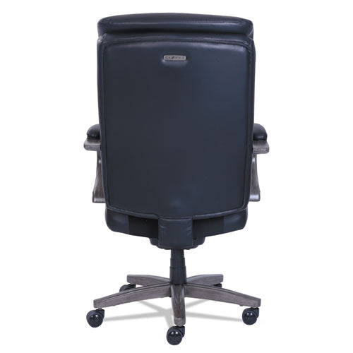 Image of La-Z-Boy® Woodbury High-Back Executive Chair, Supports Up To 300 Lb, 20.25" To 23.25" Seat Height, Black Seat/back, Weathered Gray Base