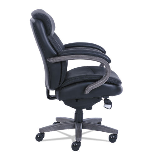 Image of La-Z-Boy® Woodbury Mid-Back Executive Chair, Supports Up To 300 Lb, 18.75" To 21.75" Seat Height, Black Seat/back, Weathered Gray Base