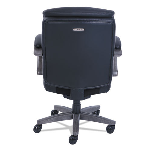 Image of La-Z-Boy® Woodbury Mid-Back Executive Chair, Supports Up To 300 Lb, 18.75" To 21.75" Seat Height, Black Seat/back, Weathered Gray Base