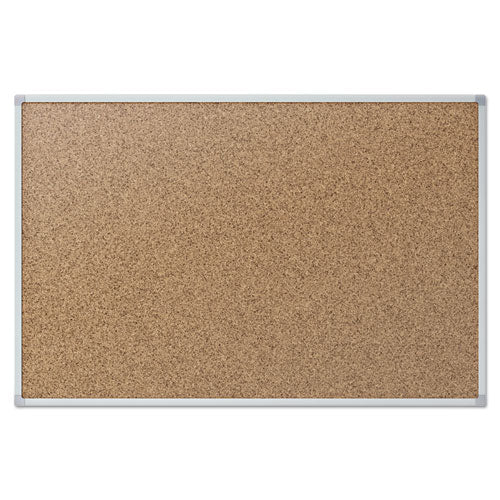 Image of Mead® Economy Cork Board with Aluminum Frame, 24" x 18", Tan Surface, Satin Aluminum Frame