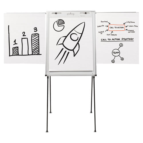 Image of Quartet® Dry Erase Steel Easel, 29" x 40", White Surface, Satin Aluminum Frame