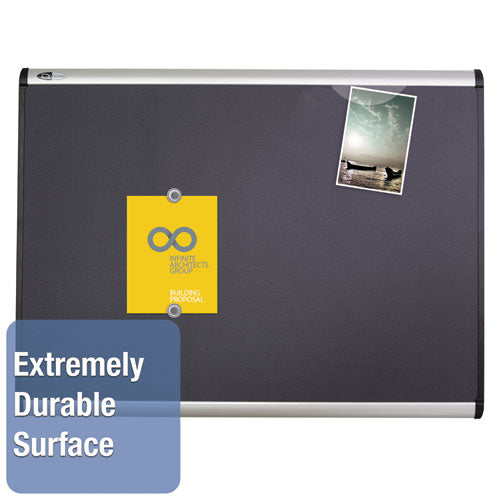 Image of Quartet® Prestige Plus Magnetic Fabric Bulletin Boards, 72" x 48", Gray Surface, Satin Aluminum Frame