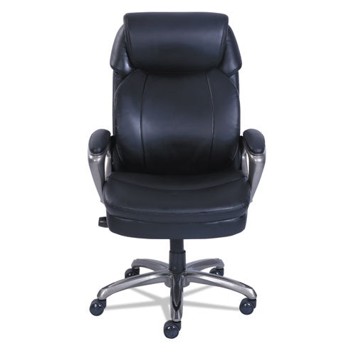 Image of SertaPedic® Cosset High-Back Executive Chair, Supports Up To 275 Lb, 18.75" To 21.75" Seat Height, Black Seat/back, Slate Base