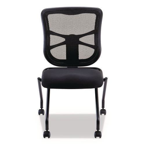 Image of Alera® Alera Elusion Mesh Nesting Chairs, Supports Up to 275 lb, 18.1" Seat Height, Black Seat, Black Back, Black Base, 2/Carton