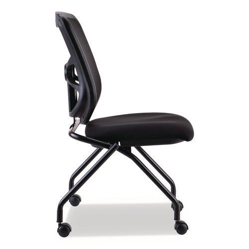 Image of Alera® Alera Elusion Mesh Nesting Chairs, Supports Up to 275 lb, 18.1" Seat Height, Black Seat, Black Back, Black Base, 2/Carton