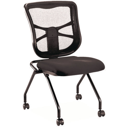 Image of Alera® Alera Elusion Mesh Nesting Chairs, Supports Up to 275 lb, 18.1" Seat Height, Black Seat, Black Back, Black Base, 2/Carton