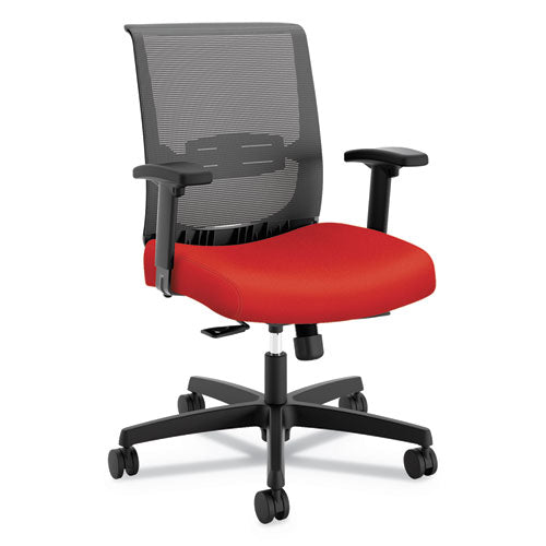 Image of HON® Convergence Mid-Back Task Chair, Synchro-Tilt And Seat Glide, Supports Up To 275 Lb, Red Seat, Black Back/base