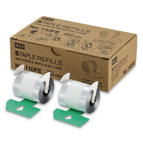 Image of MAX Staple Refills No.110fe, 0.56" Leg, 0.5" Crown, Silver, 4,000/cartridge, 2 Cartridges/box, 8,000/box