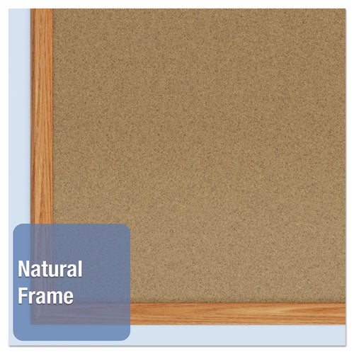 Image of Mead® Economy Cork Board with Oak Frame, 48" x 36", Tan Surface, Oak Finished Fiberboard (MDF) Frame