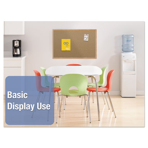 Image of Mead® Economy Cork Board with Oak Frame, 48" x 36", Tan Surface, Oak Finished Fiberboard (MDF) Frame