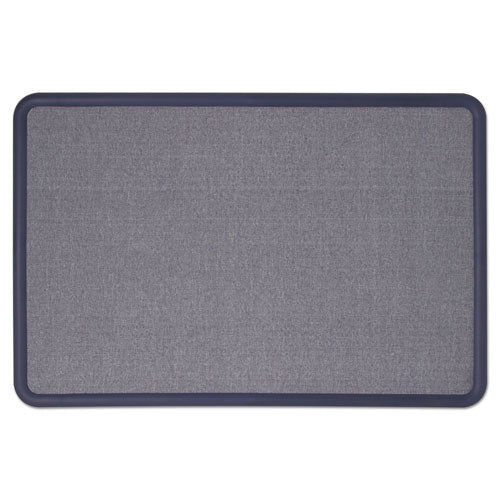 Image of Quartet® Contour Fabric Bulletin Board, 48" x 36", Light Blue Surface, Navy Blue Plastic Frame