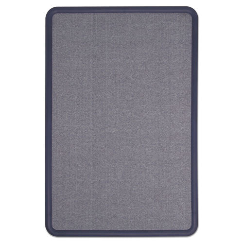 Image of Quartet® Contour Fabric Bulletin Board, 48" x 36", Light Blue Surface, Navy Blue Plastic Frame