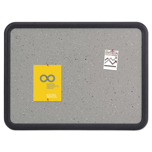 Image of Quartet® Contour Granite Board, 48" x 36", Granite Gray Surface, Black Plastic Frame