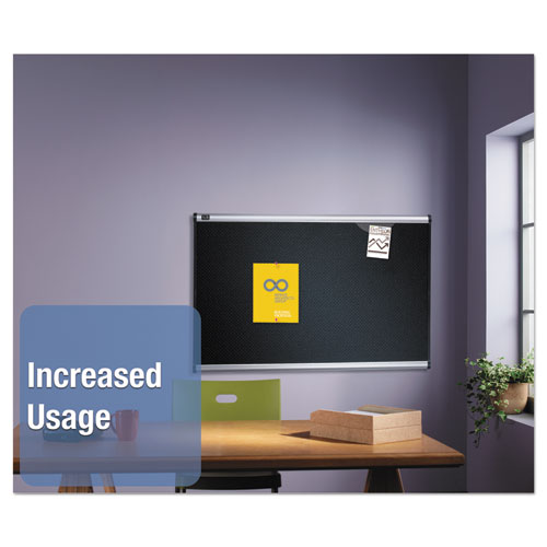 Image of Quartet® Prestige Black Embossed Foam Bulletin Board, 36" x 24", Black Surface, Silver Aluminum/Plastic Frame