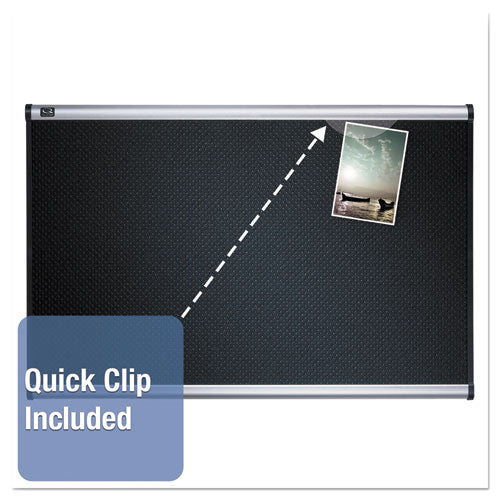 Image of Quartet® Prestige Black Embossed Foam Bulletin Board, 48" x 36", Black Surface, Silver Aluminum/Plastic Frame