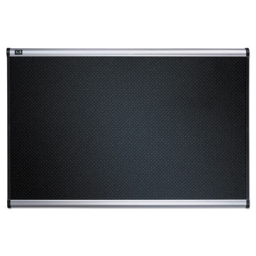 Image of Quartet® Prestige Black Embossed Foam Bulletin Board, 48" x 36", Black Surface, Silver Aluminum/Plastic Frame