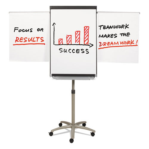 Image of Quartet® Prestige 2 Mobile Presentation Easel with Extendable Easel Pad Arms, 36" x 24", White Surface, Black/Gray Metal/Plastic Frame
