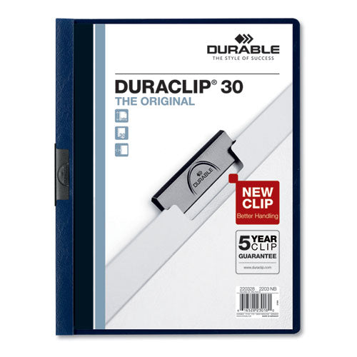 Image of Durable® Duraclip Report Cover, Clip Fastener, 8.5 X 11, Clear/navy, 25/box
