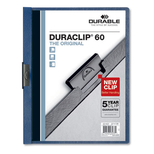 Image of Durable® Duraclip Report Cover, Clip Fastener, 8.5 X 11, Clear/dark Blue, 25/box