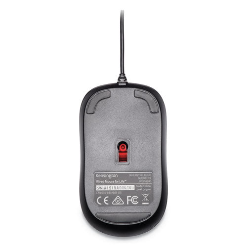 Image of Kensington® Wired Usb Mouse For Life, Usb 2.0, Left/right Hand Use, Black